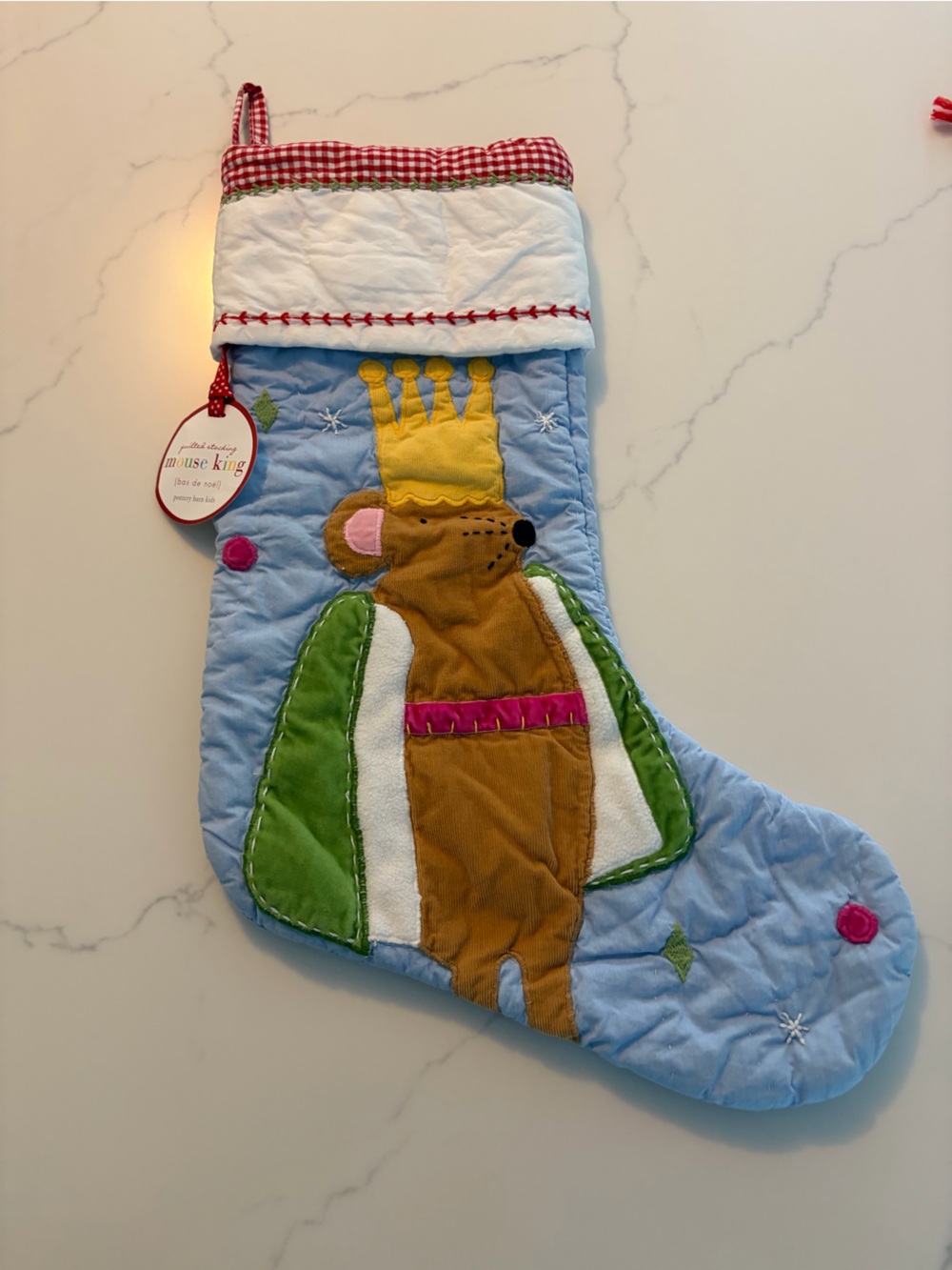 Pottery Barn Kids Mouse King Quilted Christmas Stocking NWT